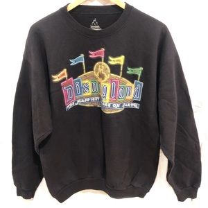 Vintage Disneyland Crewneck Sweatshirt Black Neon Logo Disney Hanes